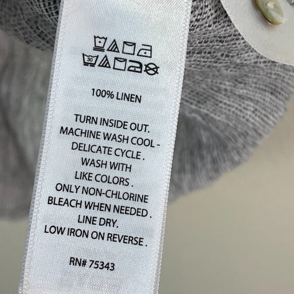 Tahari Womens Medium Gray 100% Linen Oversized Shirt Dolman Sleeve Top - Picture 6 of 9